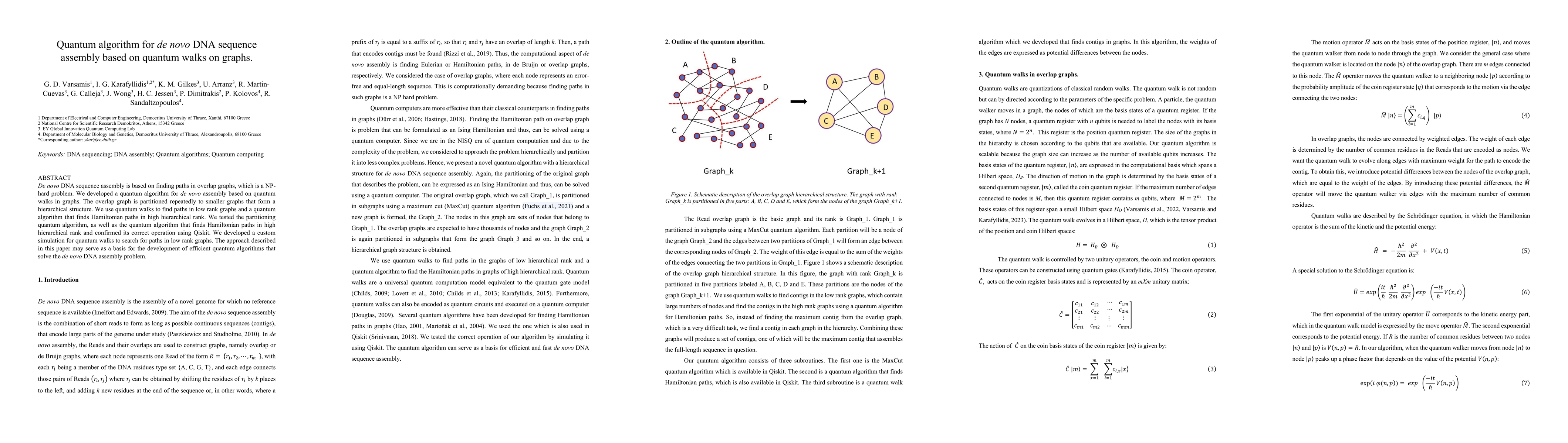 Thumbnail for Quantum algorithm for de novo DNA sequence assembly based on quantum
  walks on graphs