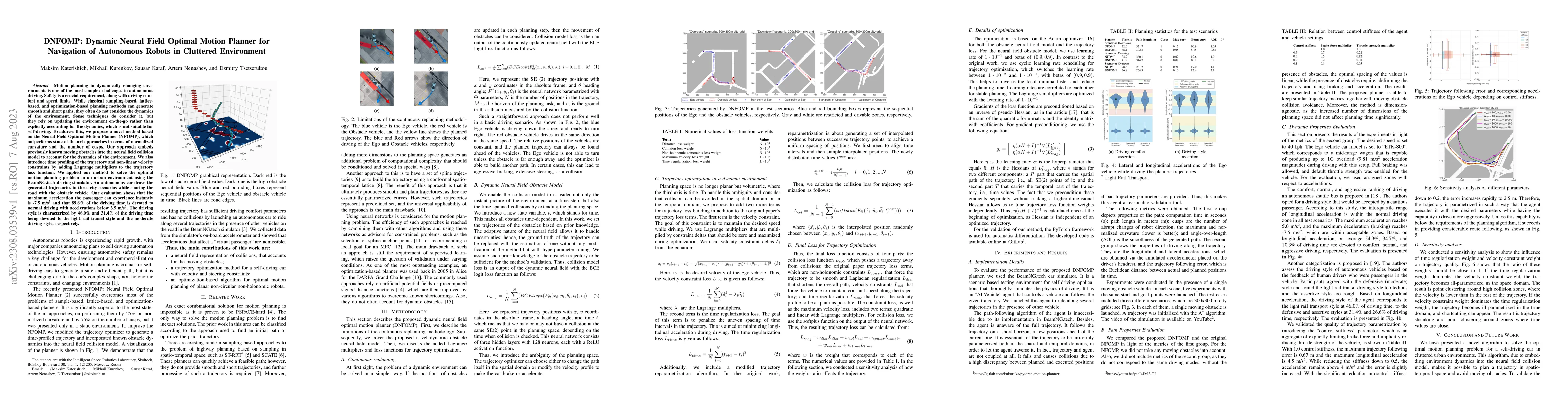 Thumbnail for DNFOMP: Dynamic Neural Field Optimal Motion Planner for Navigation of
  Autonomous Robots in Cluttered Environment