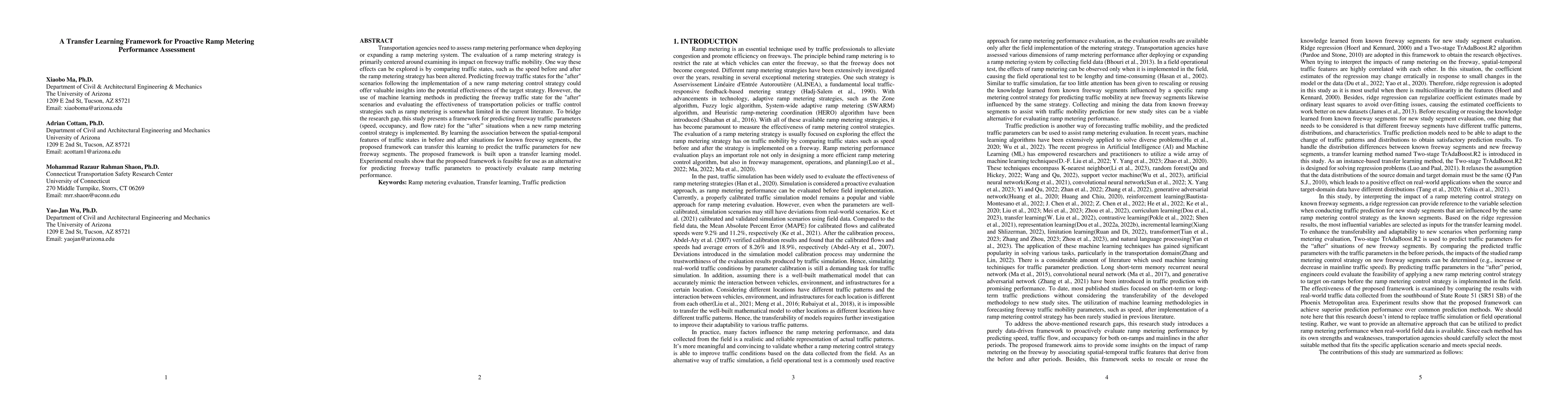 Thumbnail for A Transfer Learning Framework for Proactive Ramp Metering Performance
  Assessment