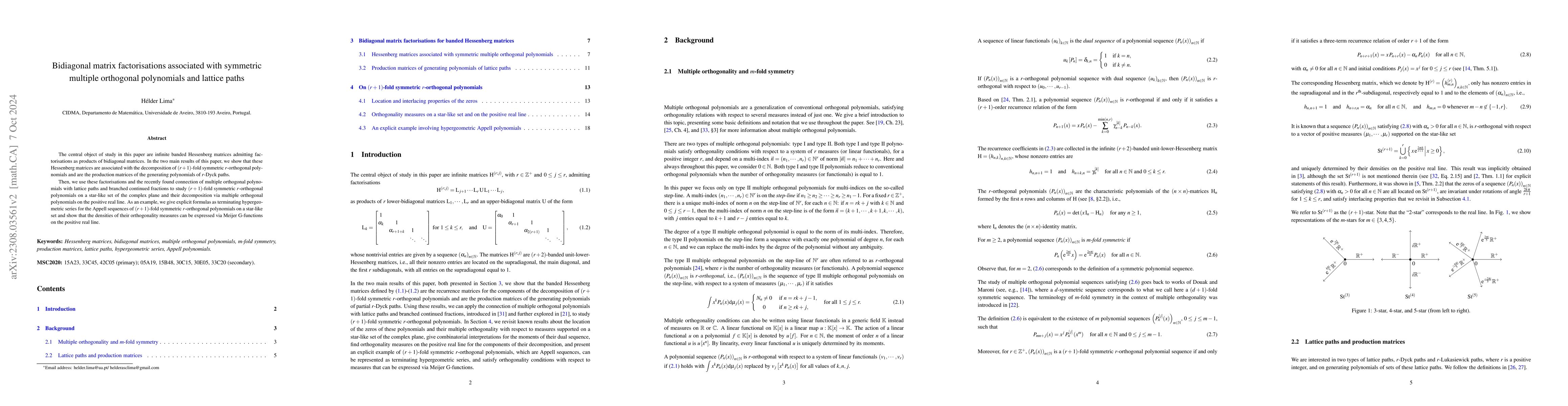 Thumbnail for Bidiagonal matrix factorisations associated with symmetric multiple
  orthogonal polynomials and lattice paths