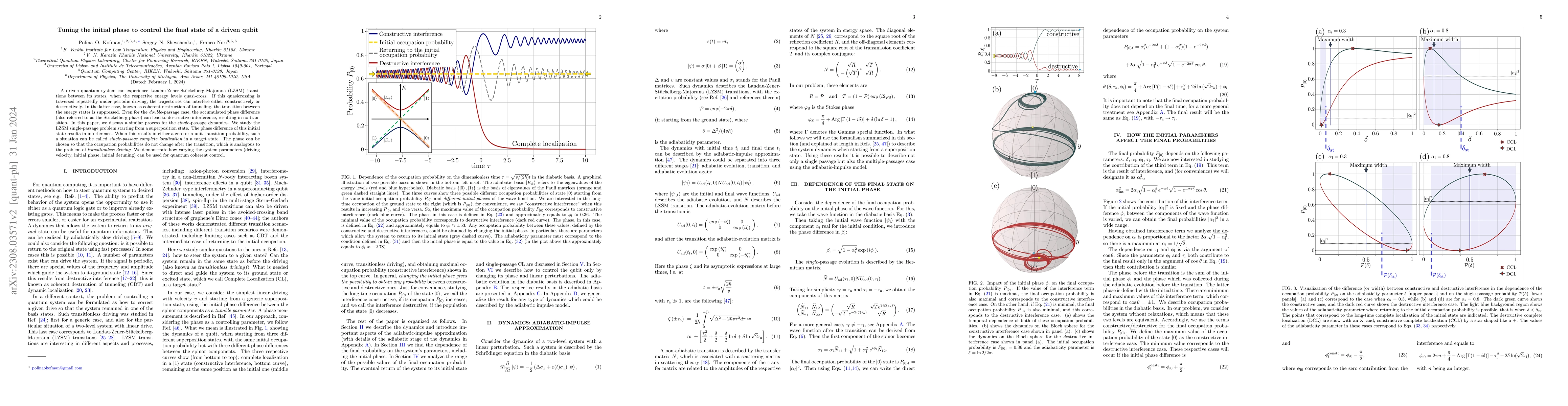 Thumbnail for Tuning the initial phase to control the final state of a driven qubit
