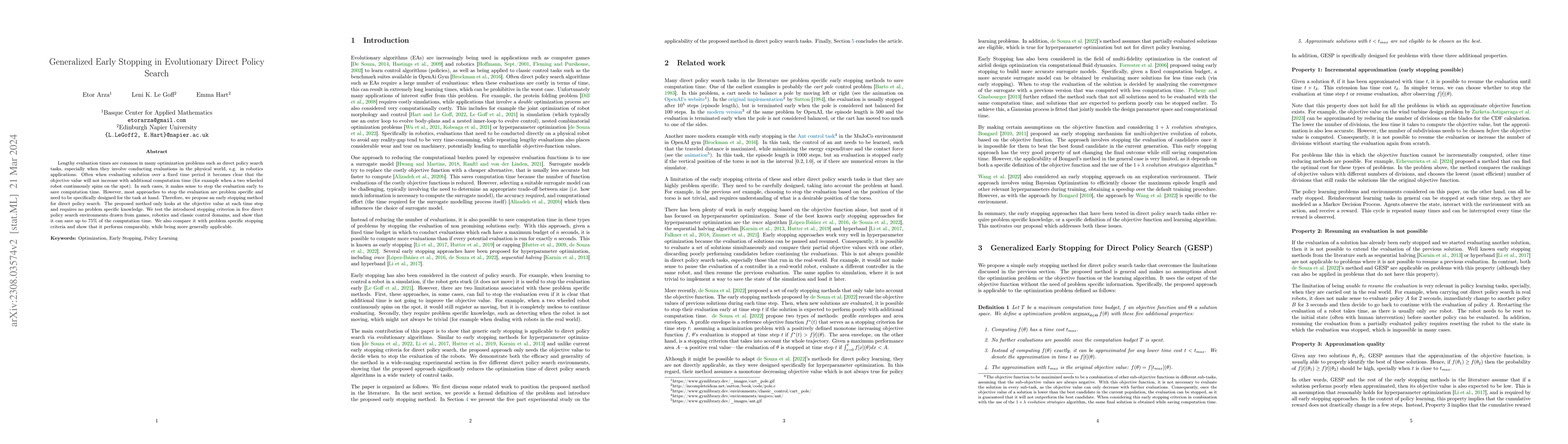 Thumbnail for Generalized Early Stopping in Evolutionary Direct Policy Search