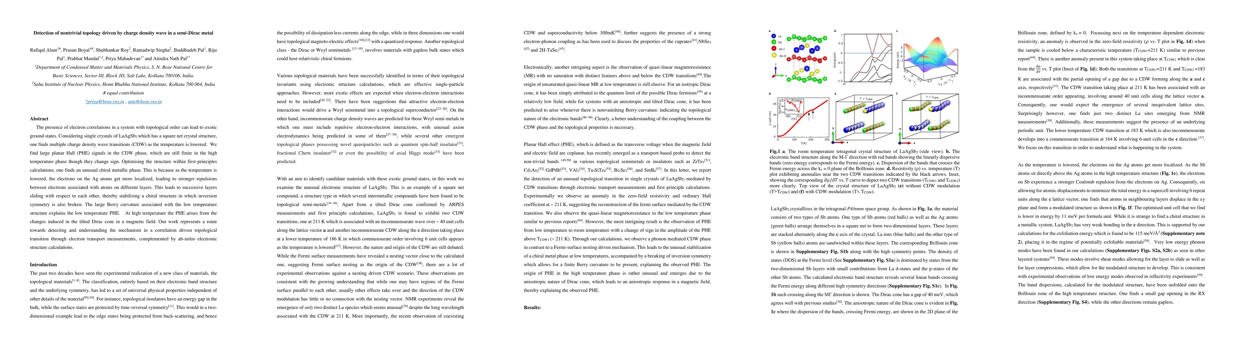 Thumbnail for Detection of nontrivial topology driven by charge density wave in a
  semi-Dirac metal