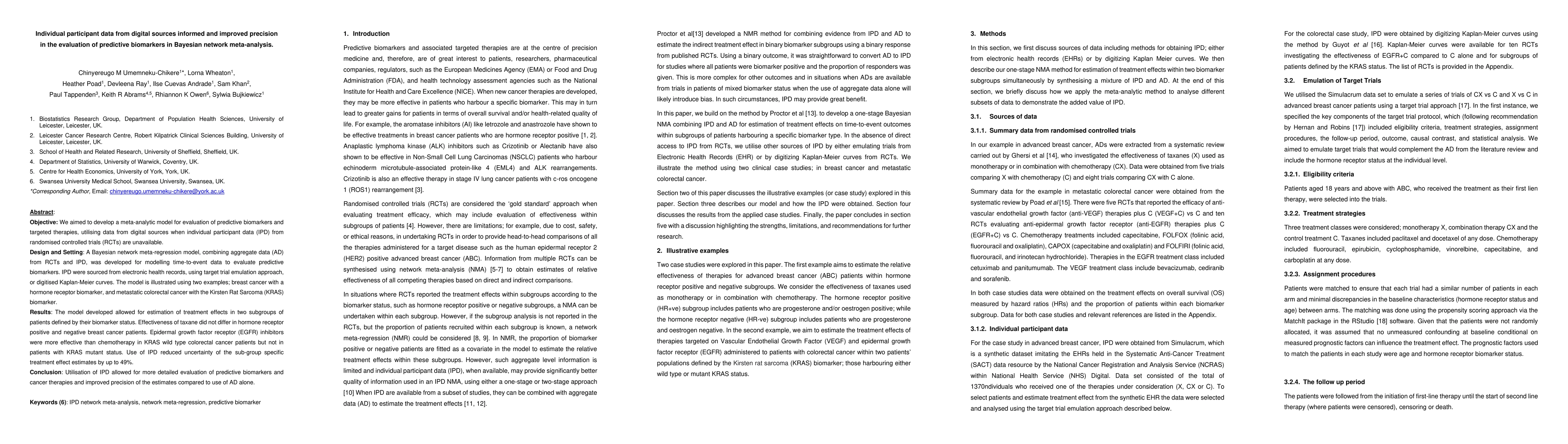 Thumbnail for Individual participant data from digital sources informed and improved
  precision in the evaluation of predictive biomarkers in Bayesian network
  meta-analysis