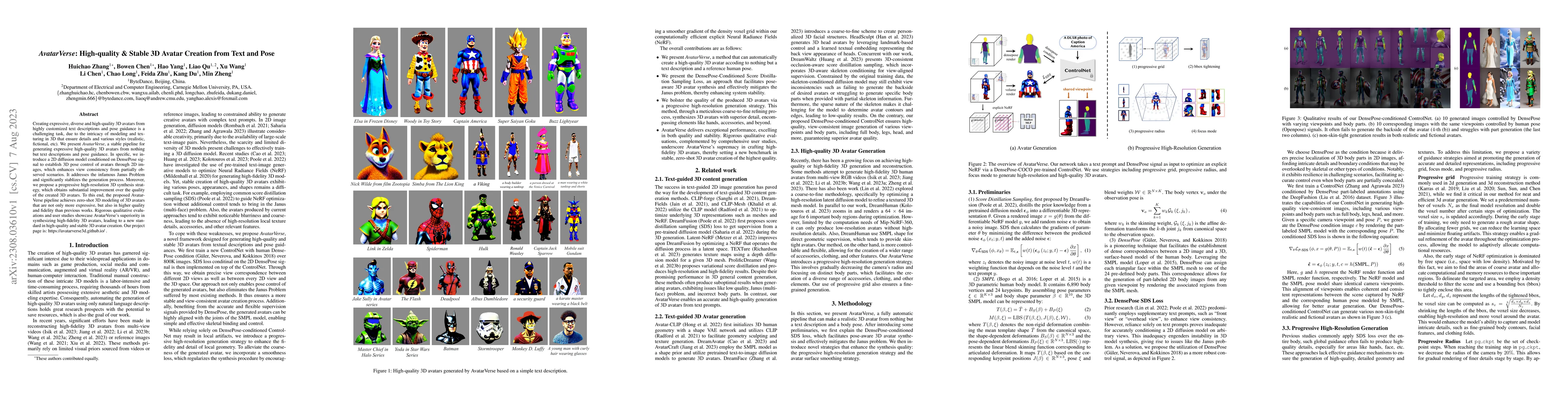 Thumbnail for AvatarVerse: High-quality & Stable 3D Avatar Creation from Text and Pose