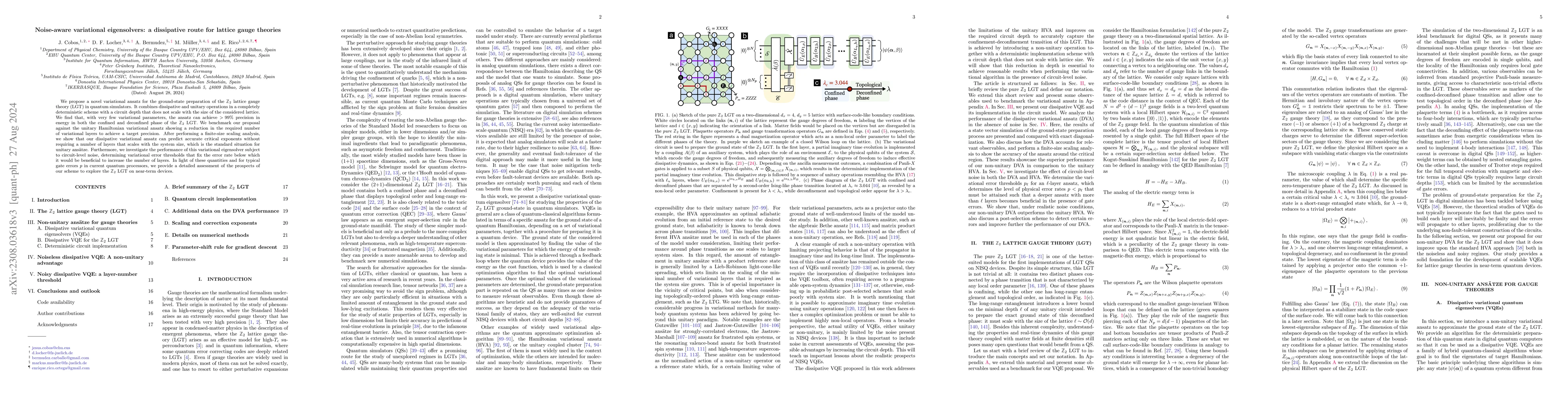 Thumbnail for Noise-aware variational eigensolvers: a dissipative route for lattice
  gauge theories