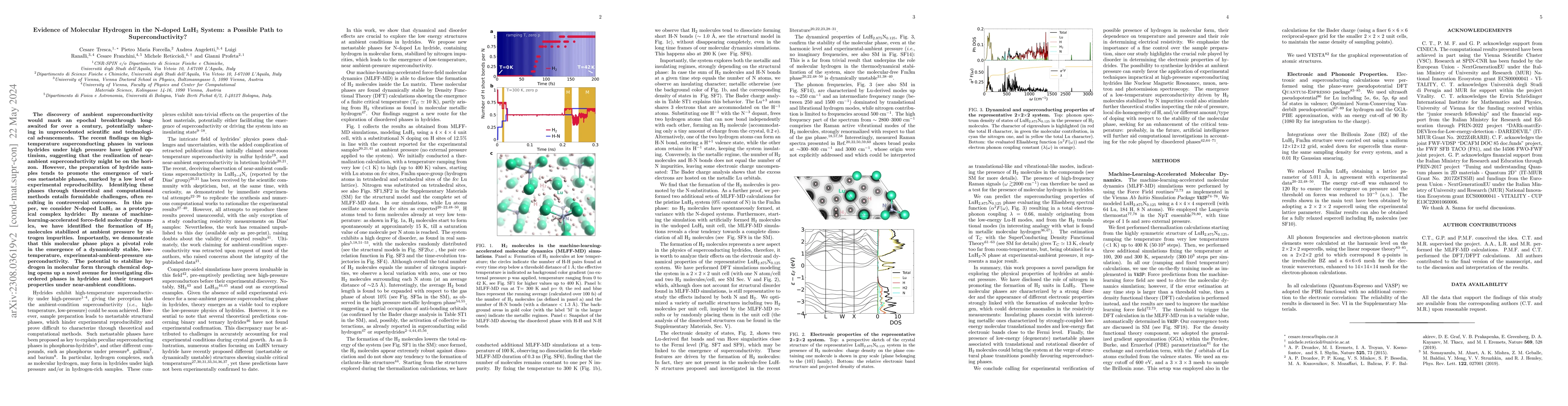 Thumbnail for Evidence of Molecular Hydrogen in the N-doped LuH3 System: a Possible
  Path to Superconductivity?