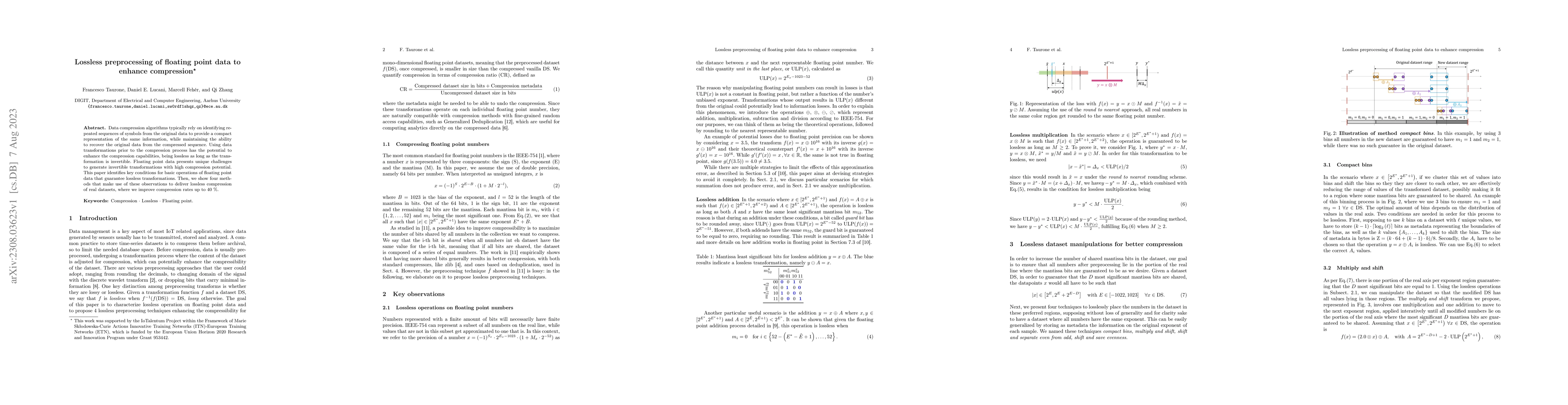 Thumbnail for Lossless preprocessing of floating point data to enhance compression