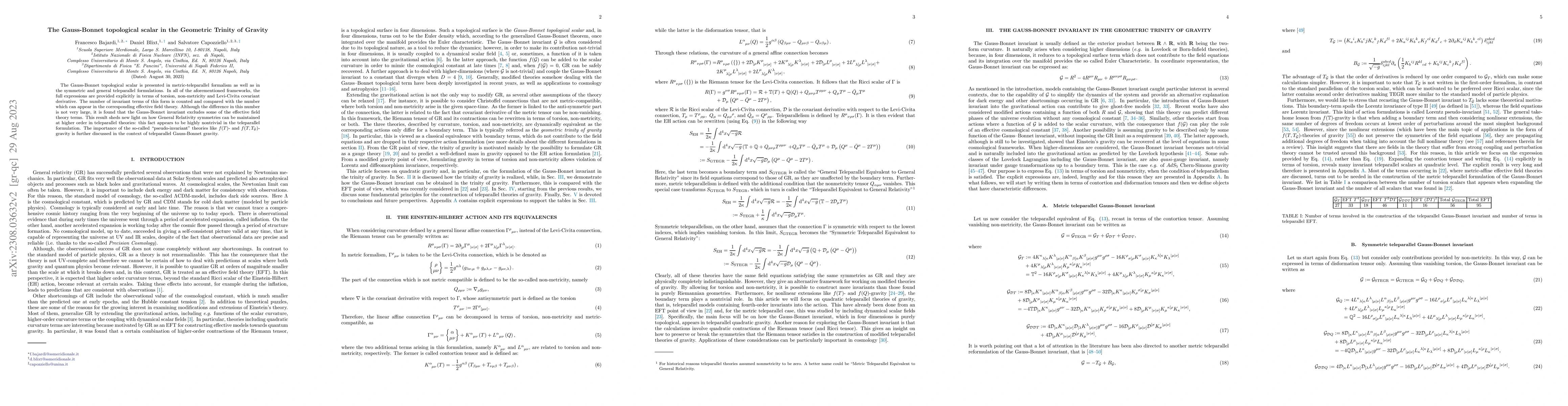Thumbnail for The Gauss-Bonnet topological scalar in the Geometric Trinity of Gravity