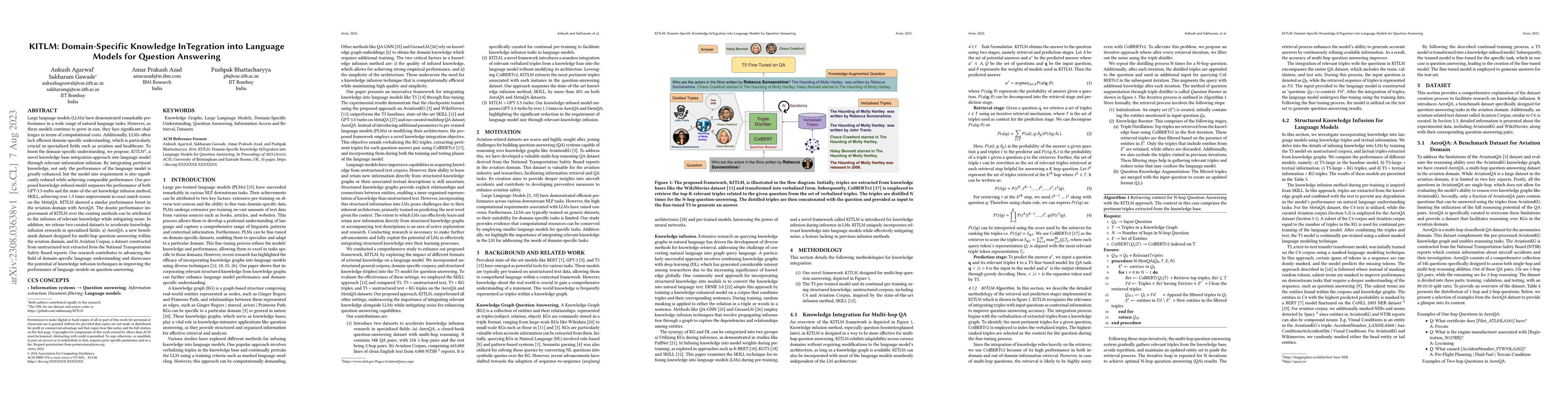 Thumbnail for KITLM: Domain-Specific Knowledge InTegration into Language Models for
  Question Answering
