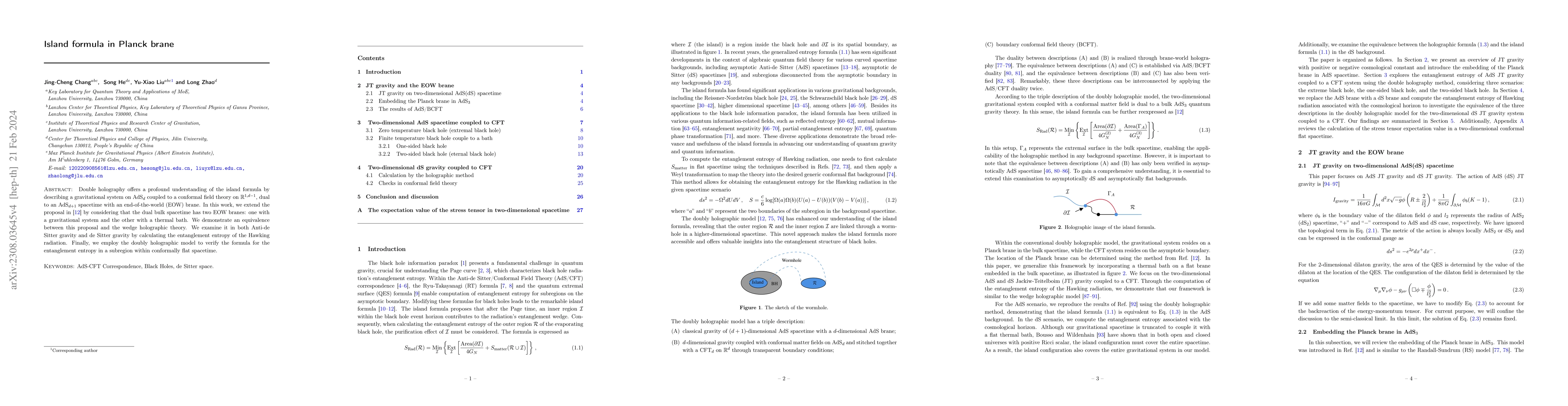 Thumbnail for Island formula in Planck brane