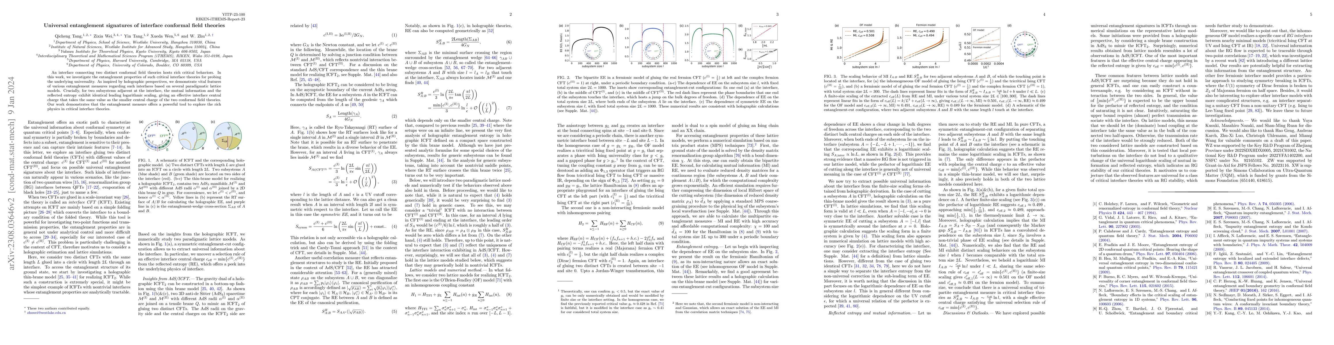 Thumbnail for Universal entanglement signatures of interface conformal field theories