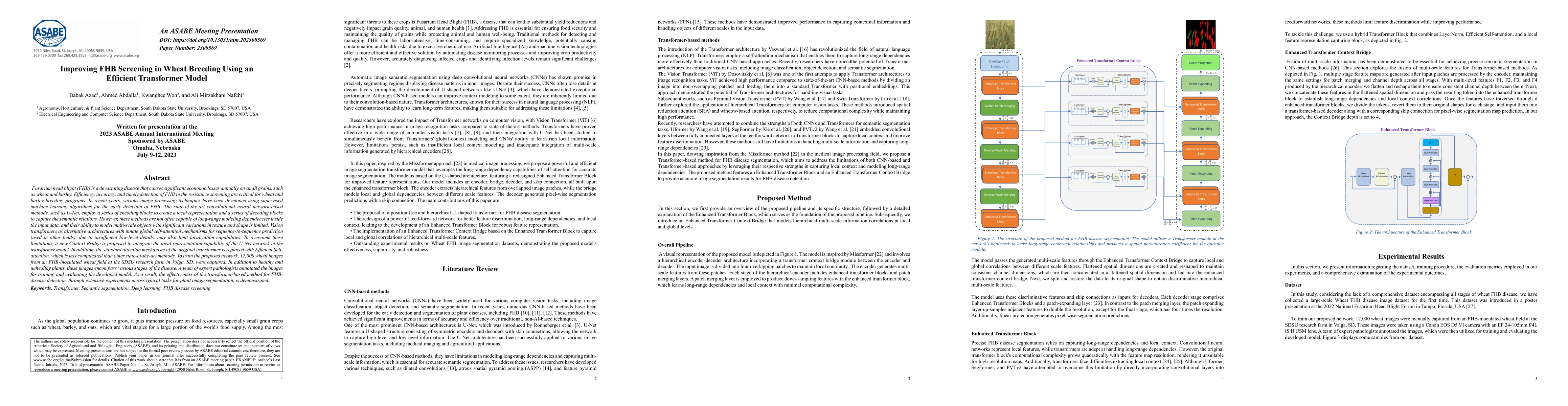 Thumbnail for Improving FHB Screening in Wheat Breeding Using an Efficient Transformer
  Model