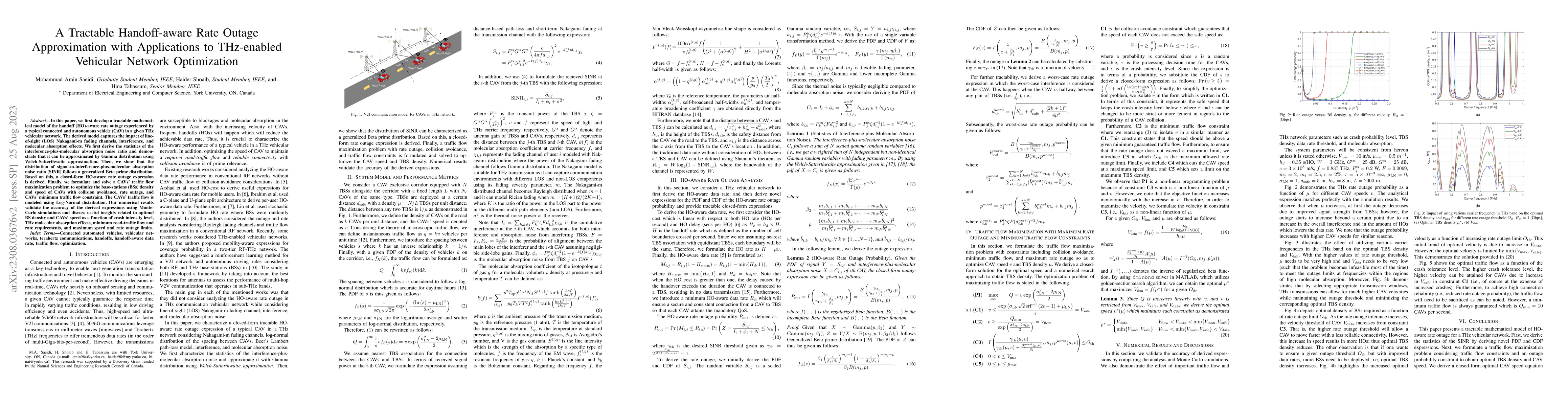 Thumbnail for A Tractable Handoff-aware Rate Outage Approximation with Applications to
  THz-enabled Vehicular Network Optimization