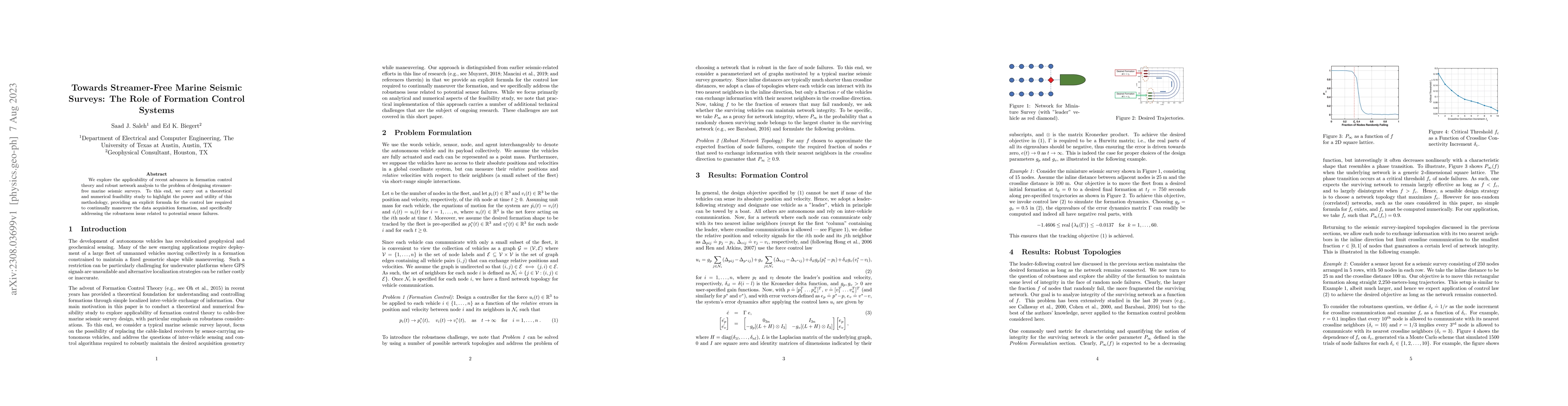 Thumbnail for Towards Streamer-Free Marine Seismic Surveys: The Role of Formation
  Control Systems