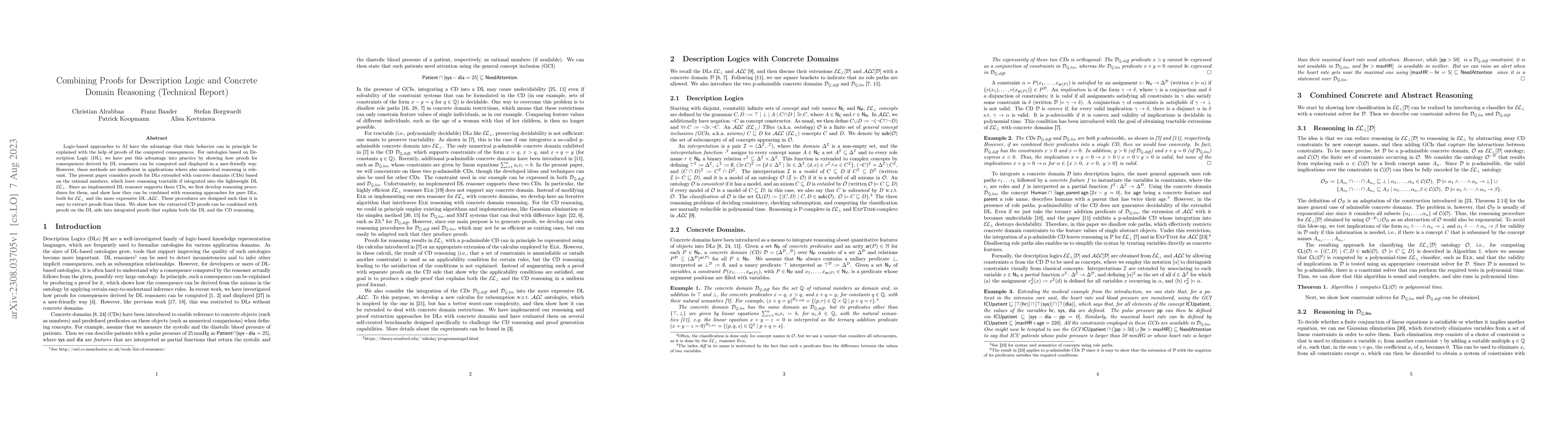 Thumbnail for Combining Proofs for Description Logic and Concrete Domain Reasoning
  (Technical Report)