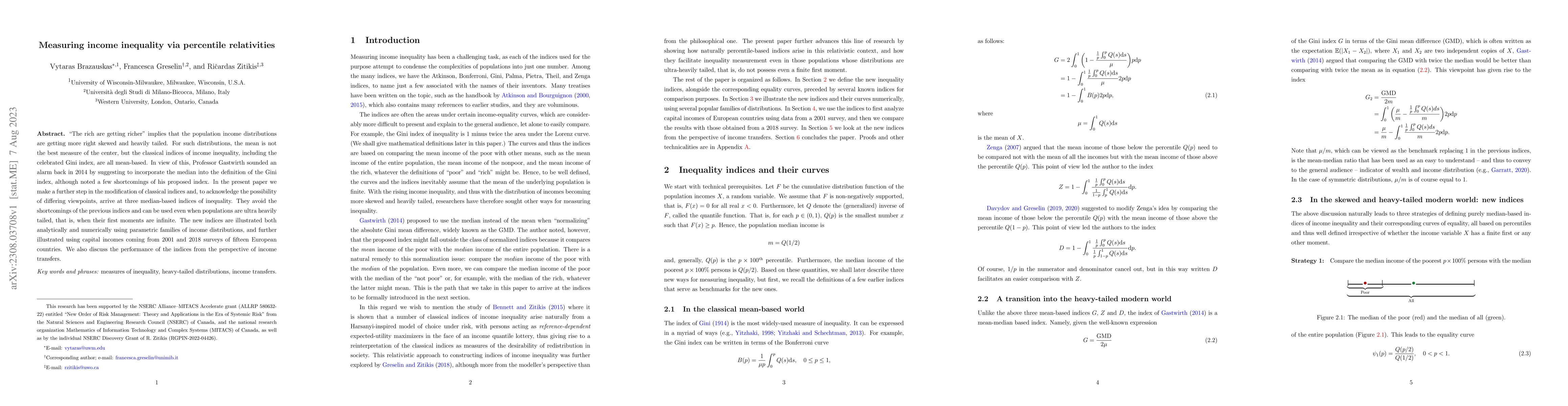 Thumbnail for Measuring income inequality via percentile relativities