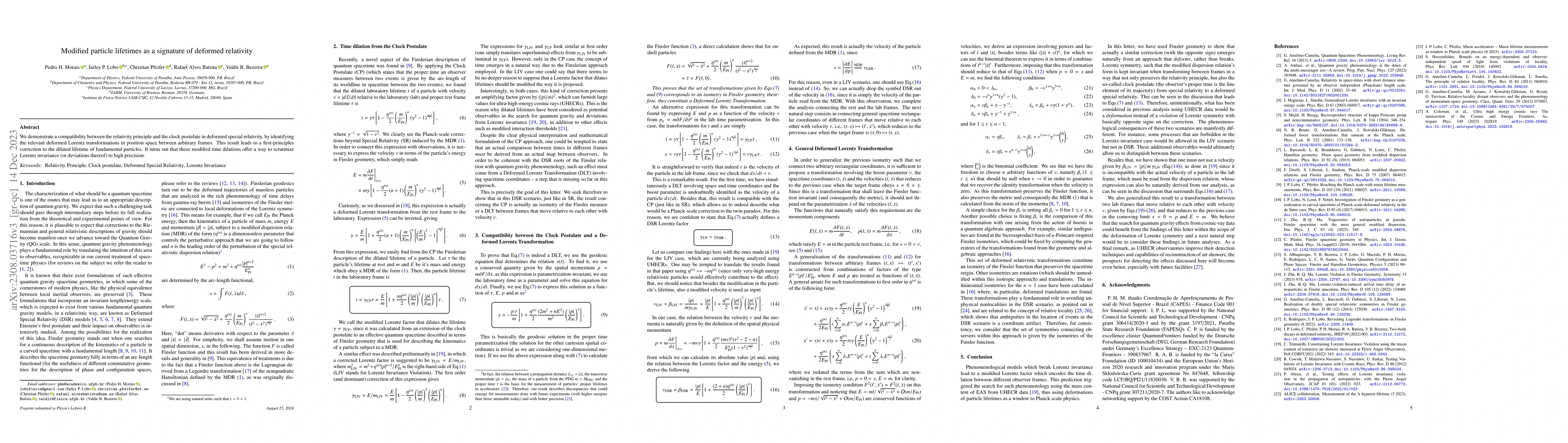 Thumbnail for Modified particle lifetimes as a signature of deformed relativity