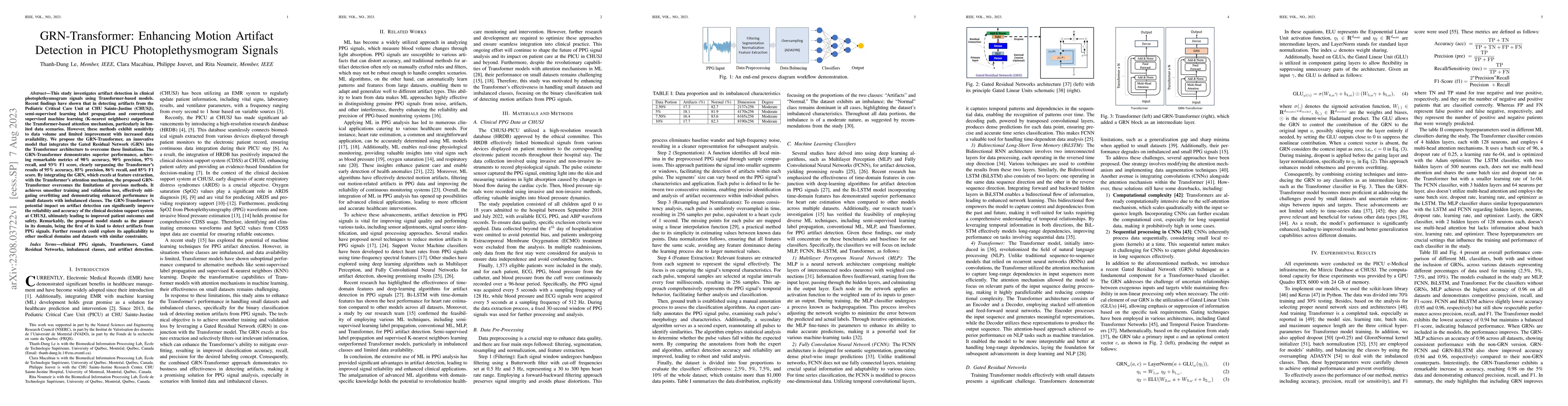Thumbnail for GRN-Transformer: Enhancing Motion Artifact Detection in PICU
  Photoplethysmogram Signals
