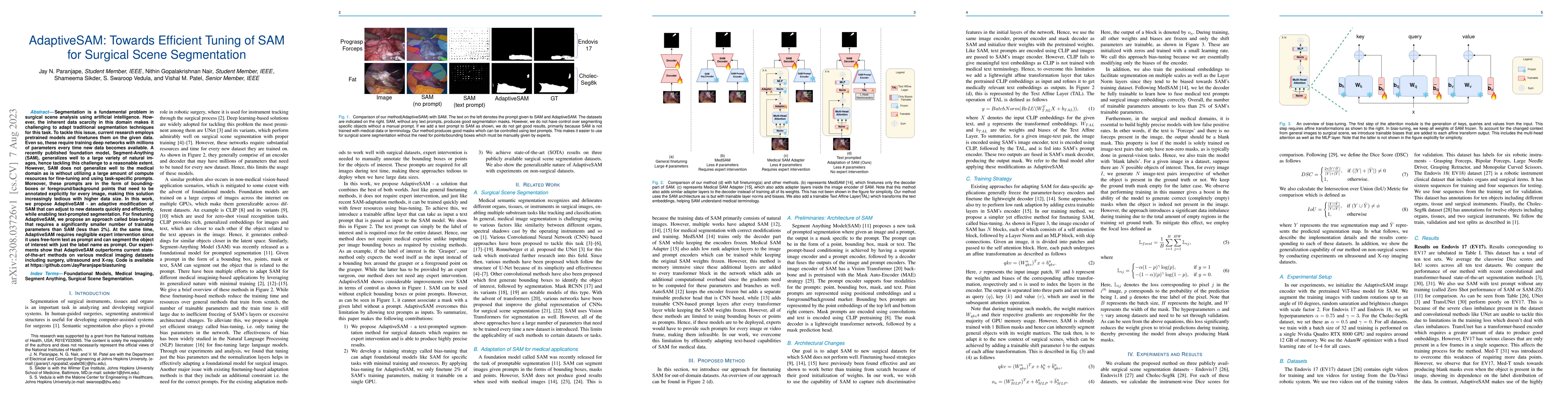 Thumbnail for AdaptiveSAM: Towards Efficient Tuning of SAM for Surgical Scene
  Segmentation