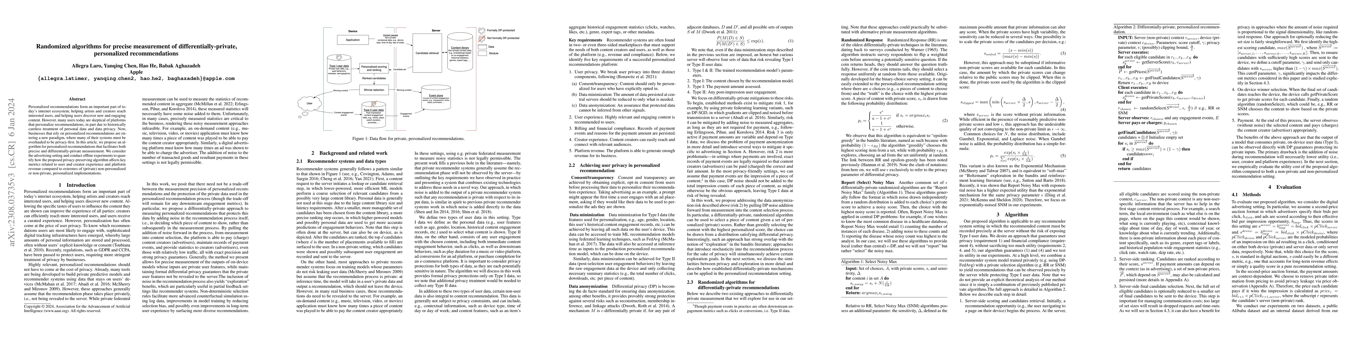 Thumbnail for Randomized algorithms for precise measurement of differentially-private,
  personalized recommendations