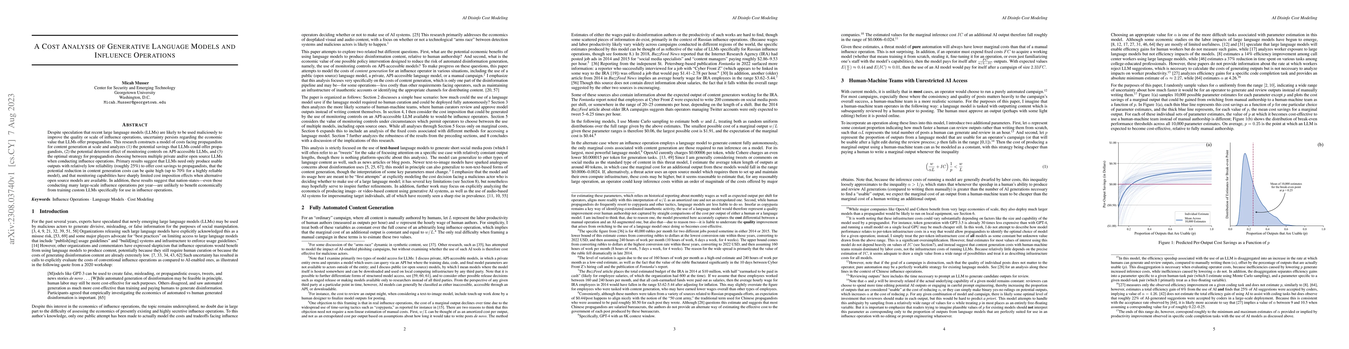 Thumbnail for A Cost Analysis of Generative Language Models and Influence Operations