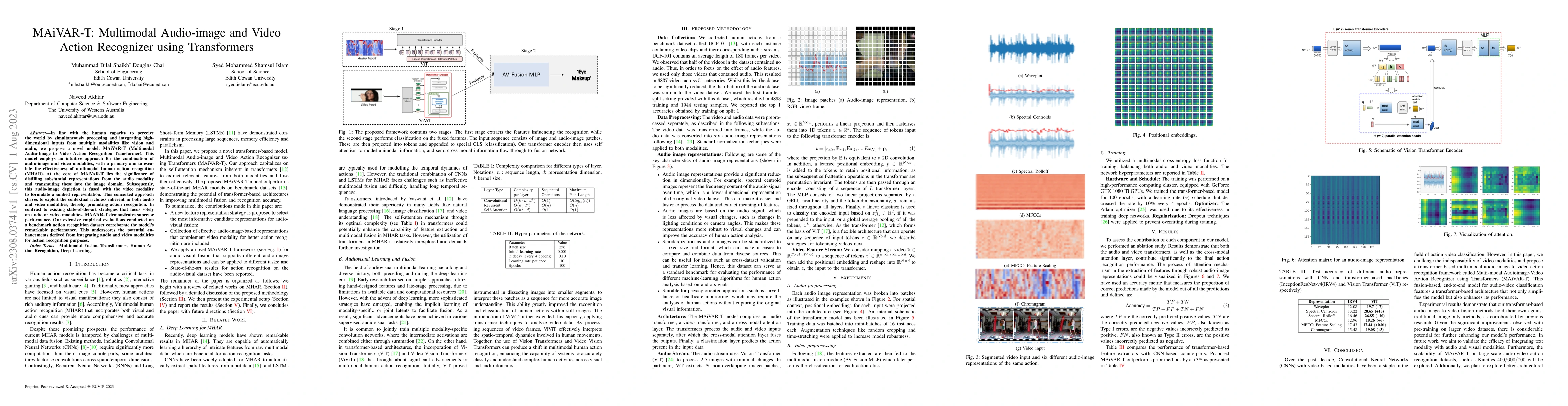 Thumbnail for MAiVAR-T: Multimodal Audio-image and Video Action Recognizer using
  Transformers
