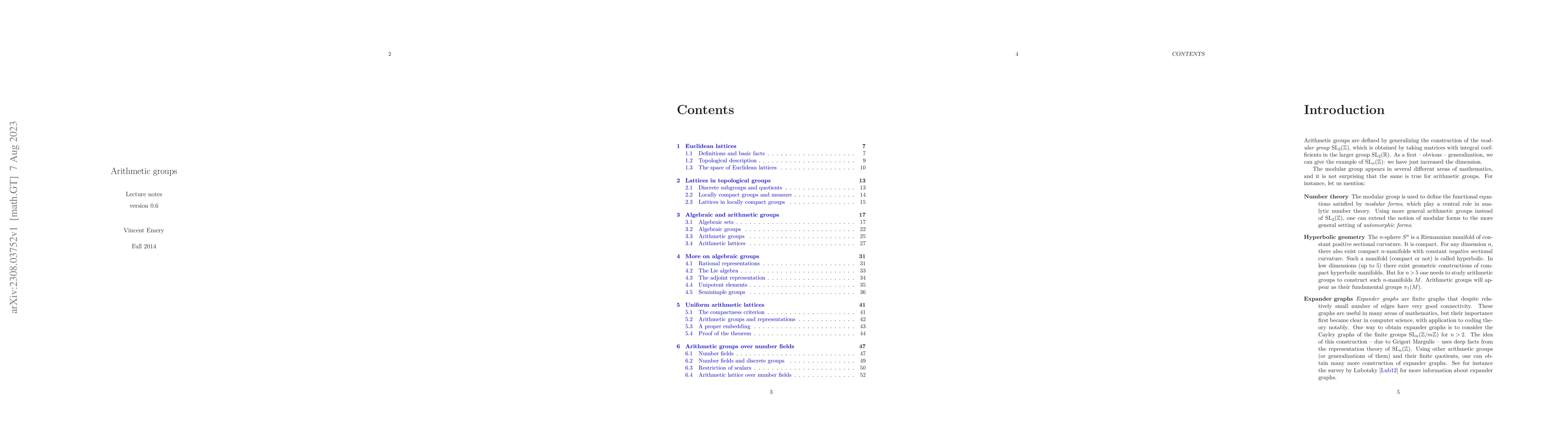 Thumbnail for Arithmetic groups