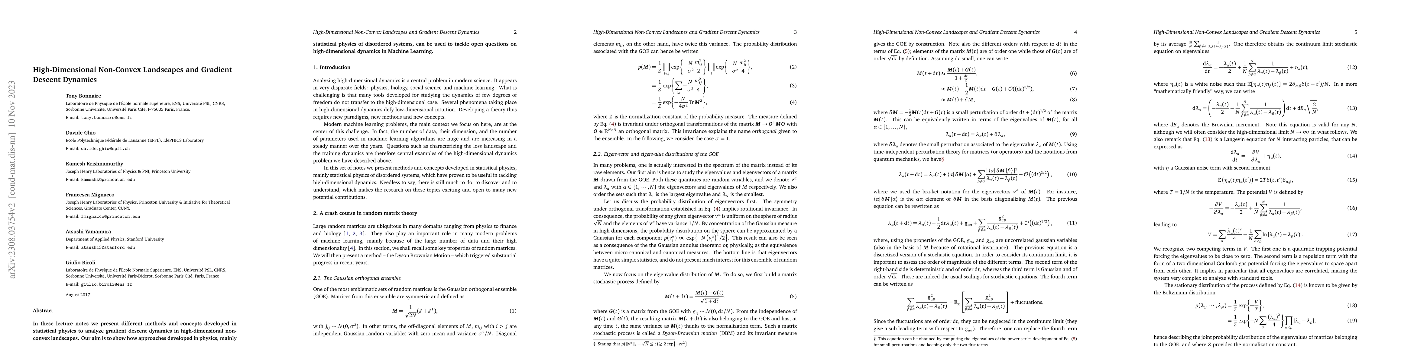Thumbnail for High-Dimensional Non-Convex Landscapes and Gradient Descent Dynamics