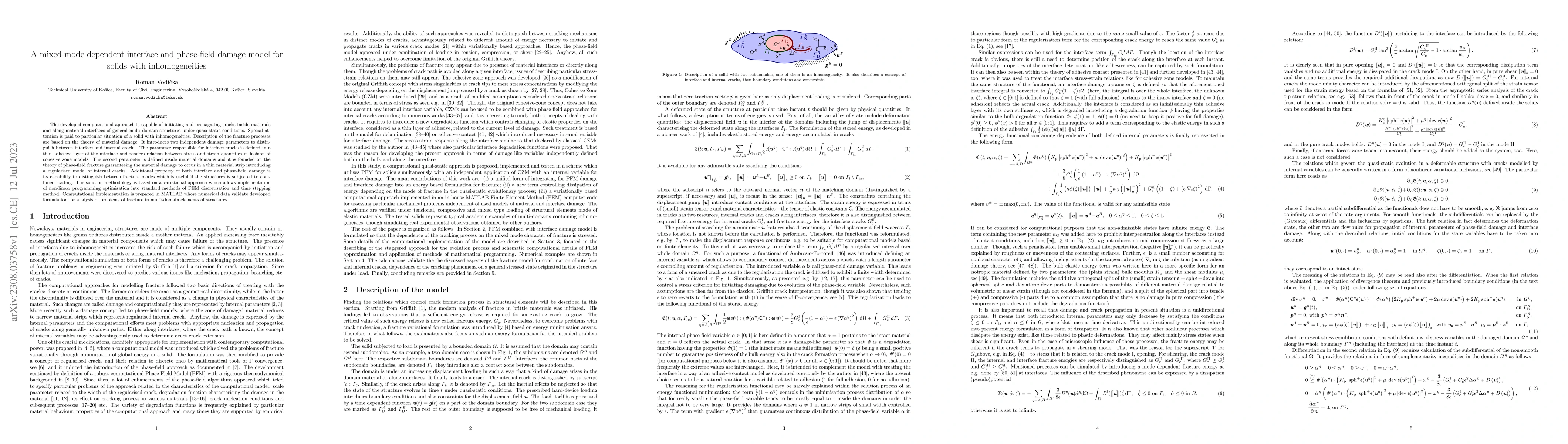 Thumbnail for A mixed-mode dependent interface and phase-field damage model for solids
  with inhomogeneities