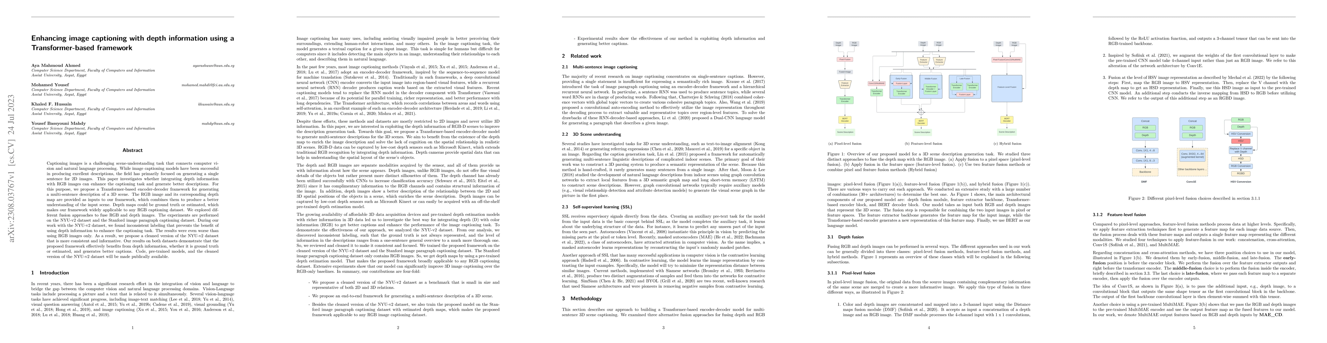 Thumbnail for Enhancing image captioning with depth information using a
  Transformer-based framework