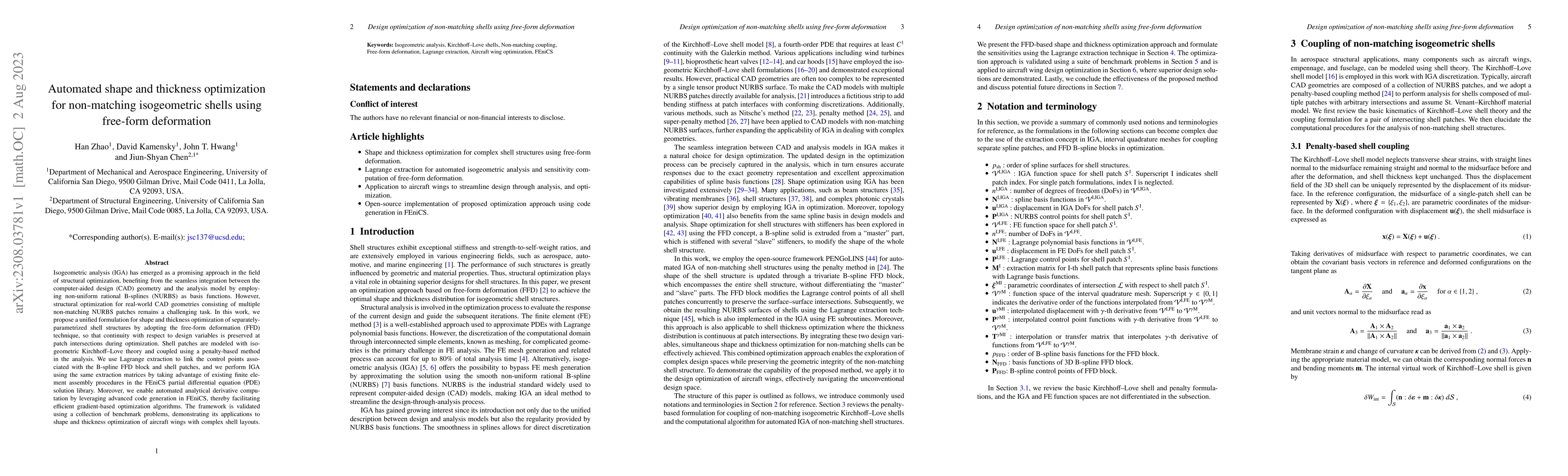 Thumbnail for Automated shape and thickness optimization for non-matching isogeometric
  shells using free-form deformation