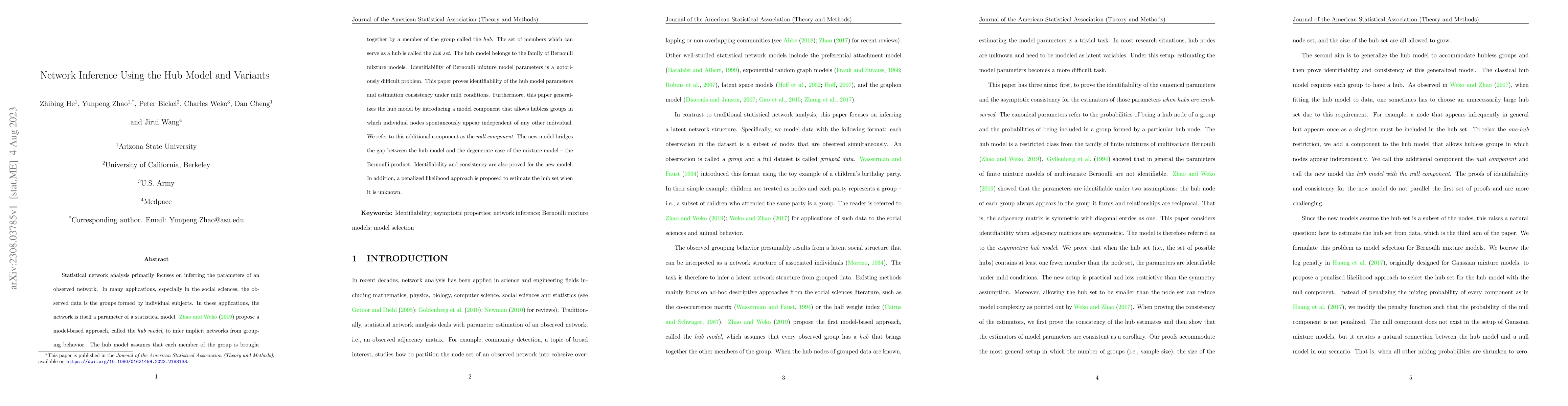 Thumbnail for Network Inference Using the Hub Model and Variants