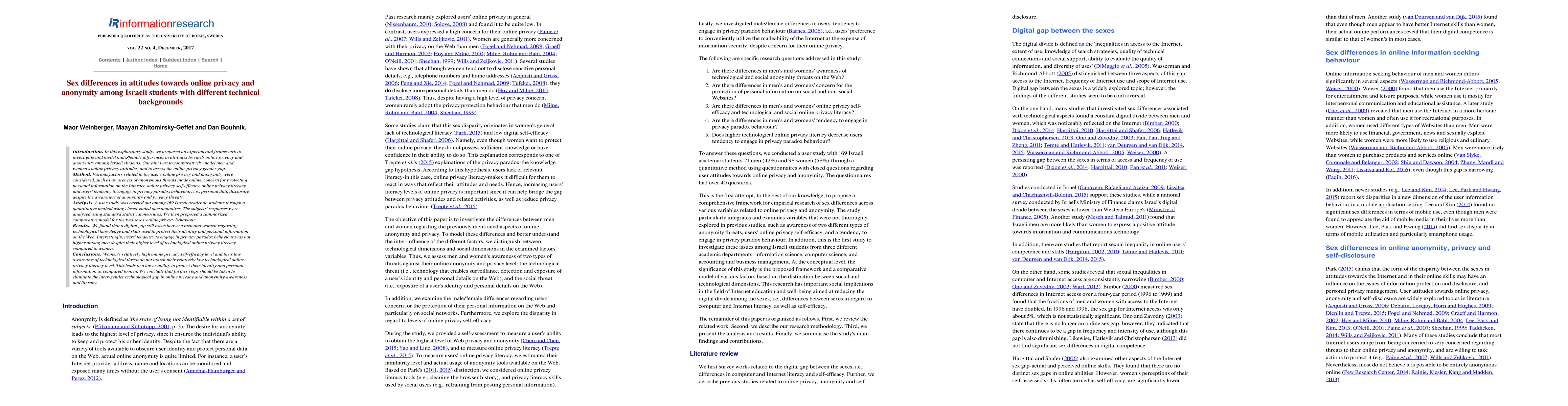Thumbnail for Sex differences in attitudes towards online privacy and anonymity among
  Israeli students with different technical backgrounds