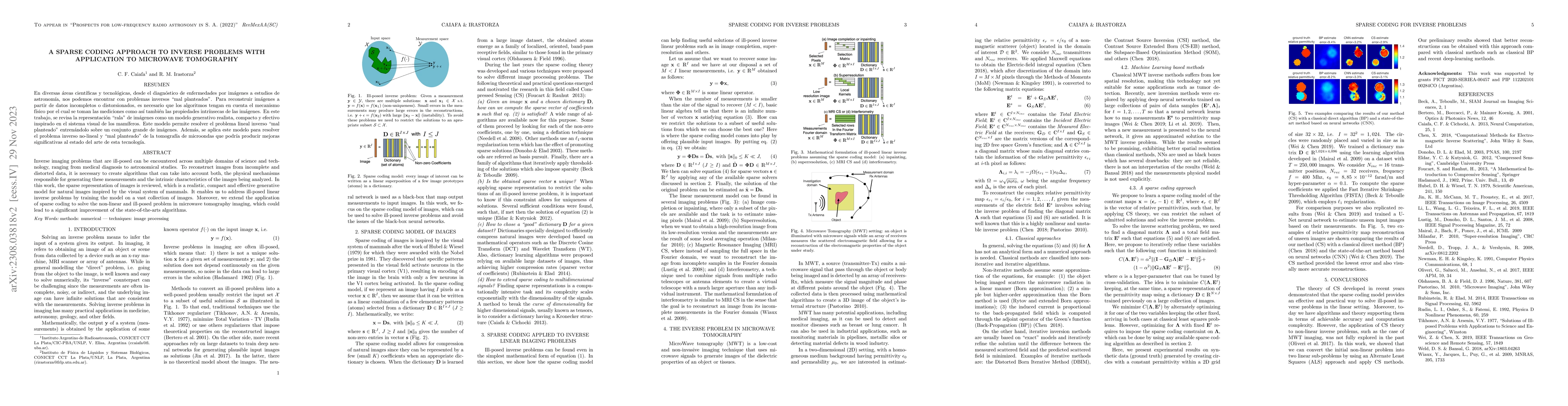 Thumbnail for A sparse coding approach to inverse problems with application to
  microwave tomography