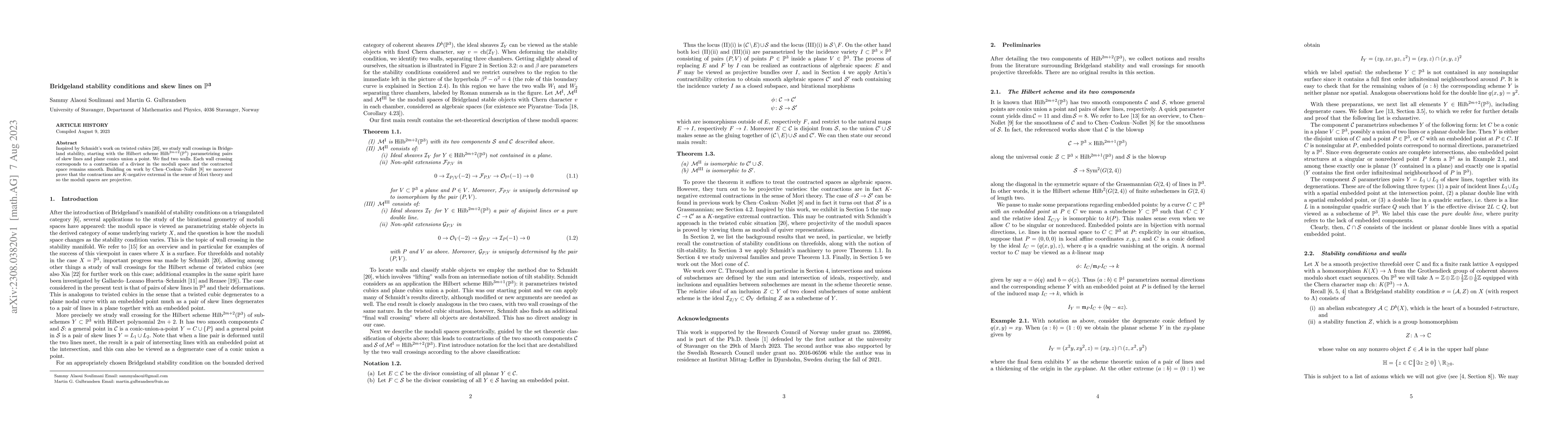 Thumbnail for Bridgeland stability conditions and skew lines on $\mathbb{P}^3$