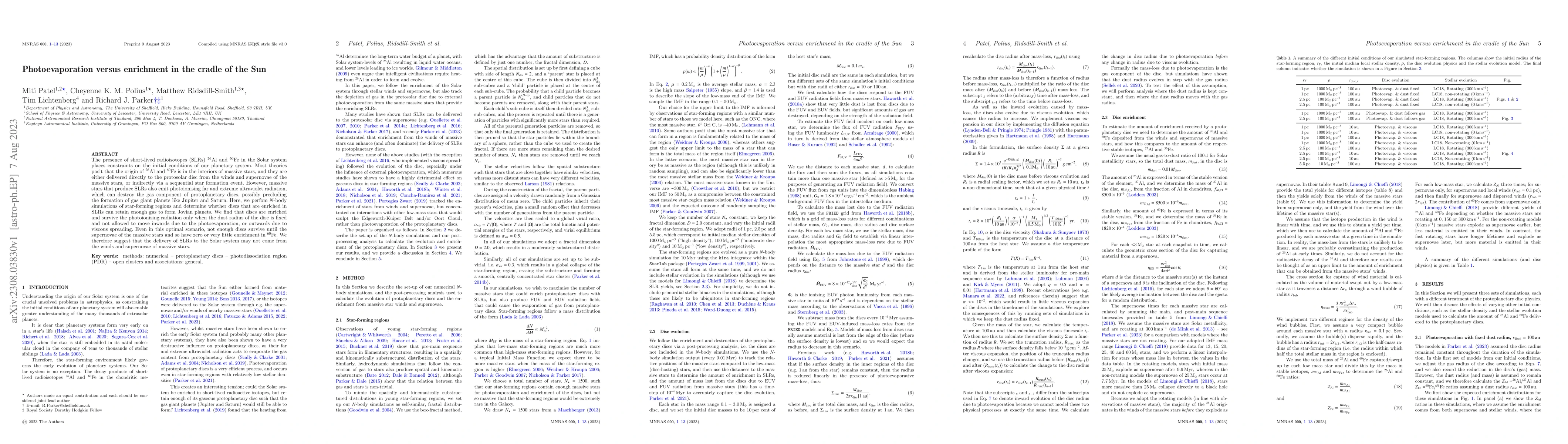 Thumbnail for Photoevaporation versus enrichment in the cradle of the Sun
