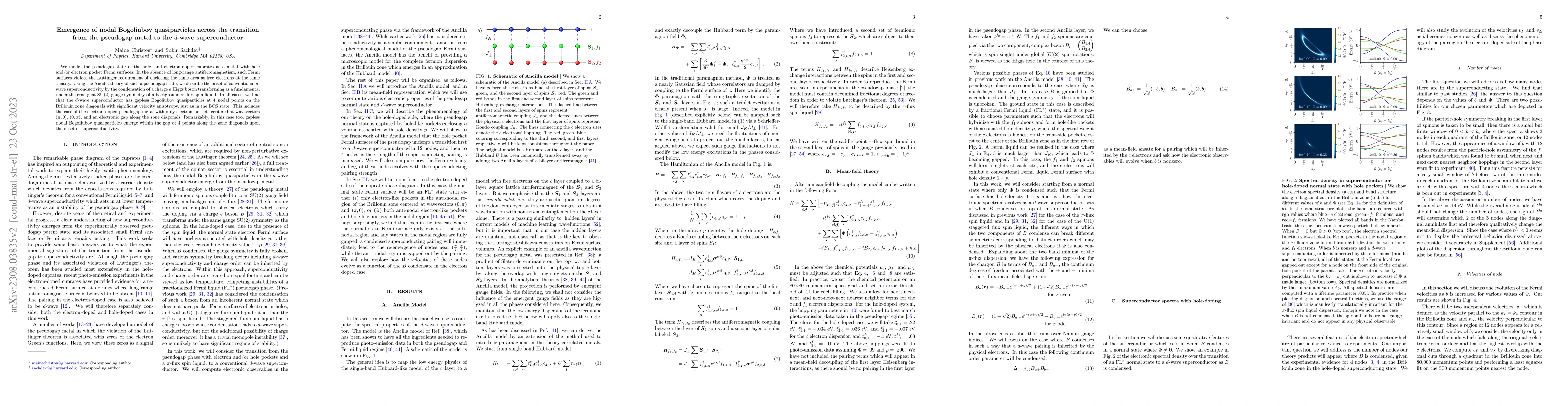 Thumbnail for Emergence of nodal Bogoliubov quasiparticles across the transition from
  the pseudogap metal to the d-wave superconductor