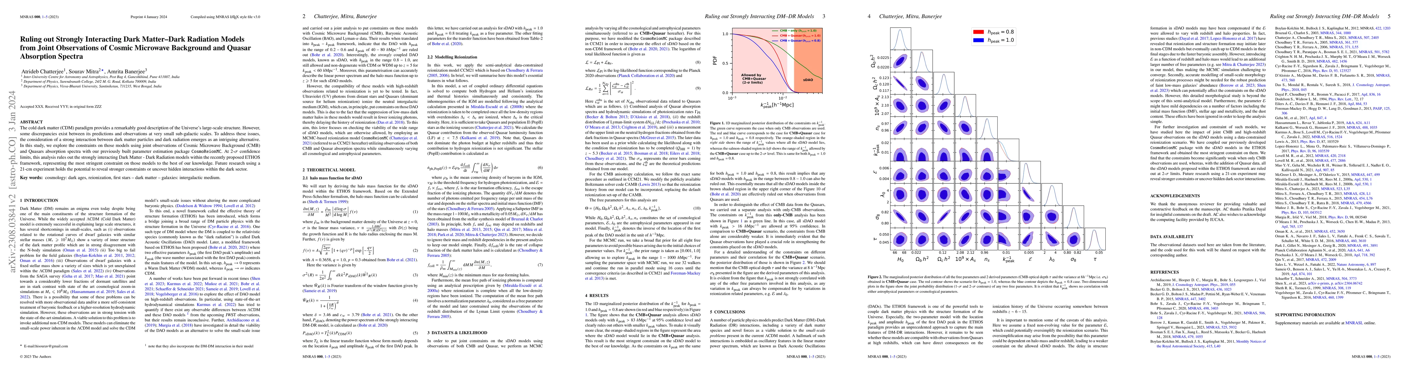 Thumbnail for Ruling out Strongly Interacting Dark Matter-Dark Radiation Models from
  Joint Observations of Cosmic Microwave Background and Quasar Absorption
  Spectra