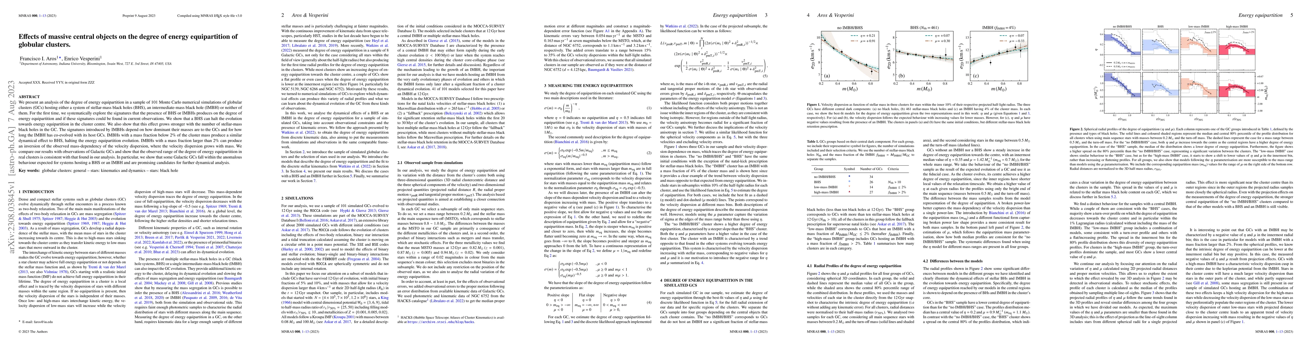 Thumbnail for Effects of massive central objects on the degree of energy equipartition
  of globular clusters
