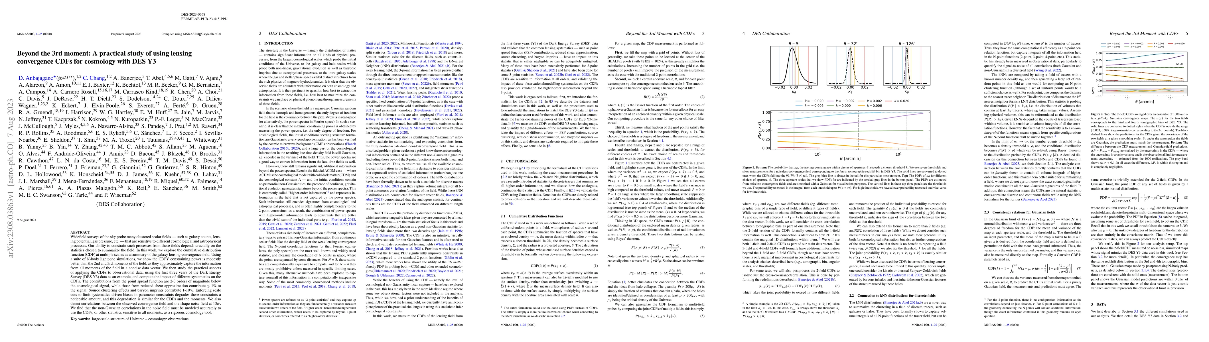 Thumbnail for Beyond the 3rd moment: A practical study of using lensing convergence
  CDFs for cosmology with DES Y3