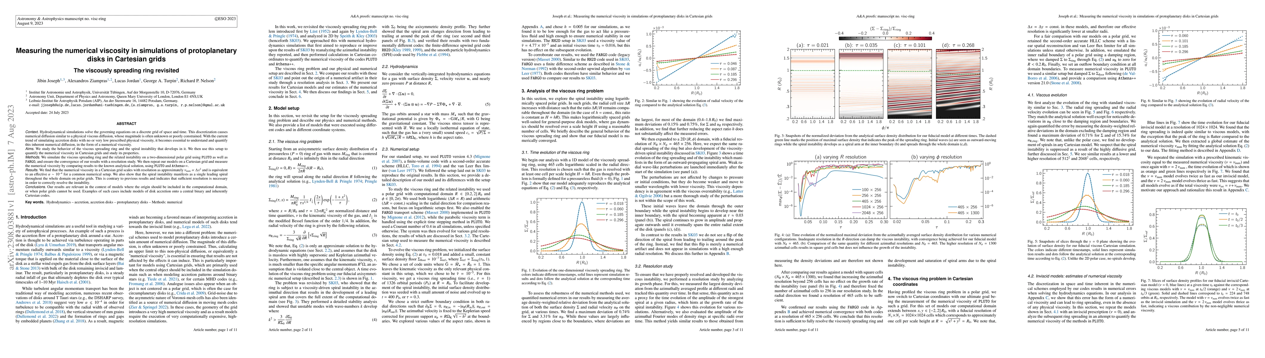 Thumbnail for Measuring the Numerical Viscosity in Simulations of Protoplanetary Disks
  in Cartesian Grids -- The Viscously Spreading Ring Revisited