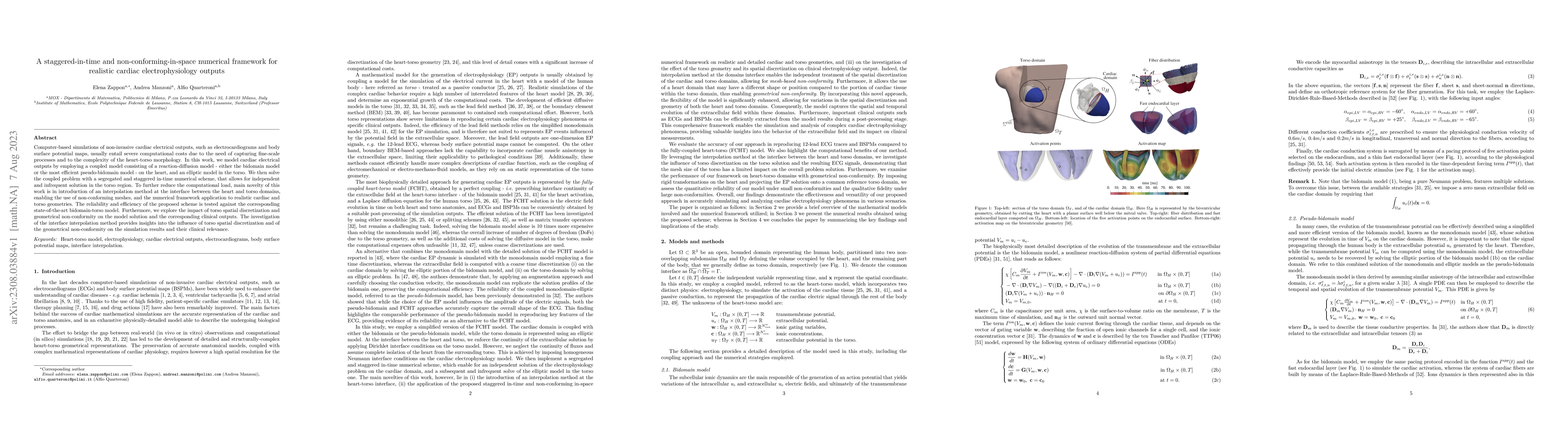 Thumbnail for A staggered-in-time and non-conforming-in-space numerical framework for
  realistic cardiac electrophysiology outputs