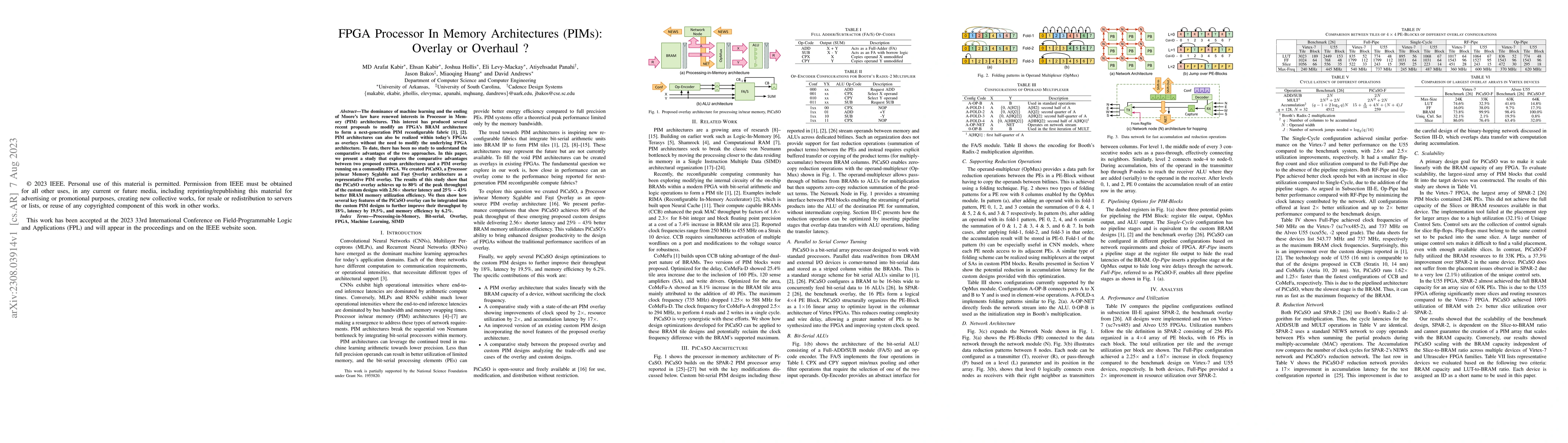 Thumbnail for FPGA Processor In Memory Architectures (PIMs): Overlay or Overhaul ?