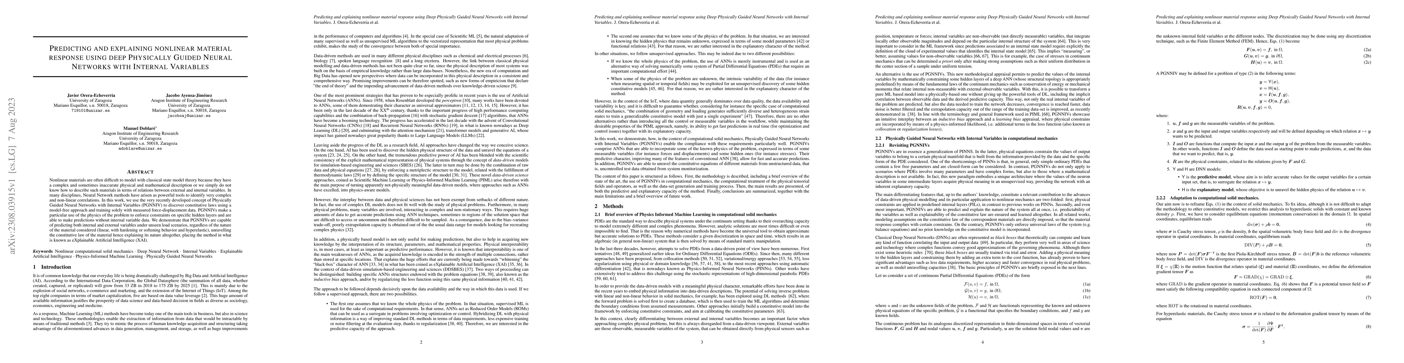 Thumbnail for Predicting and explaining nonlinear material response using deep
  Physically Guided Neural Networks with Internal Variables
