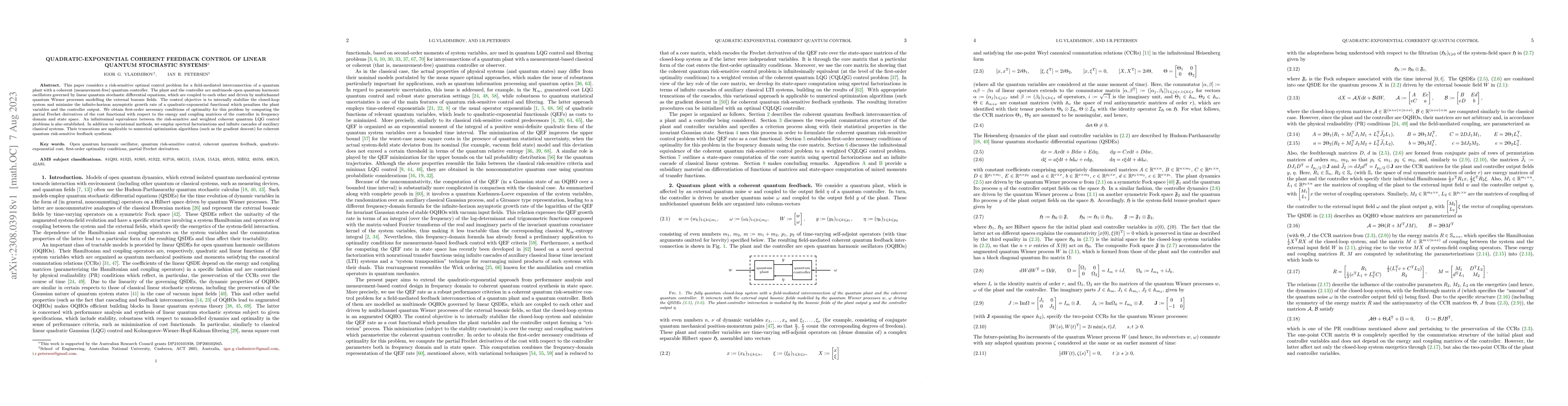 Thumbnail for Quadratic-exponential coherent feedback control of linear quantum
  stochastic systems