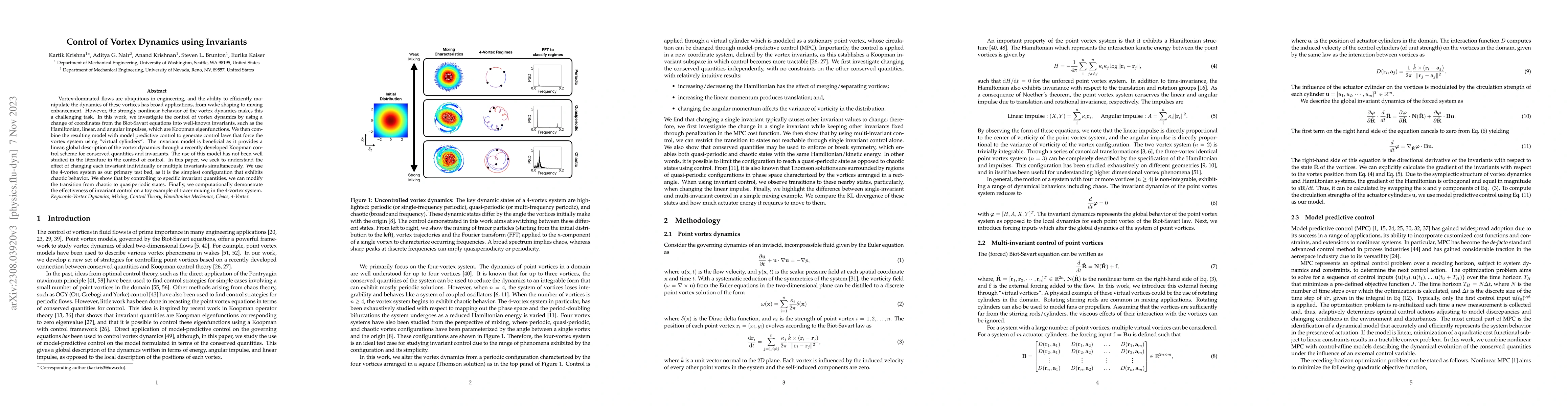 Thumbnail for Control of Vortex Dynamics using Invariants