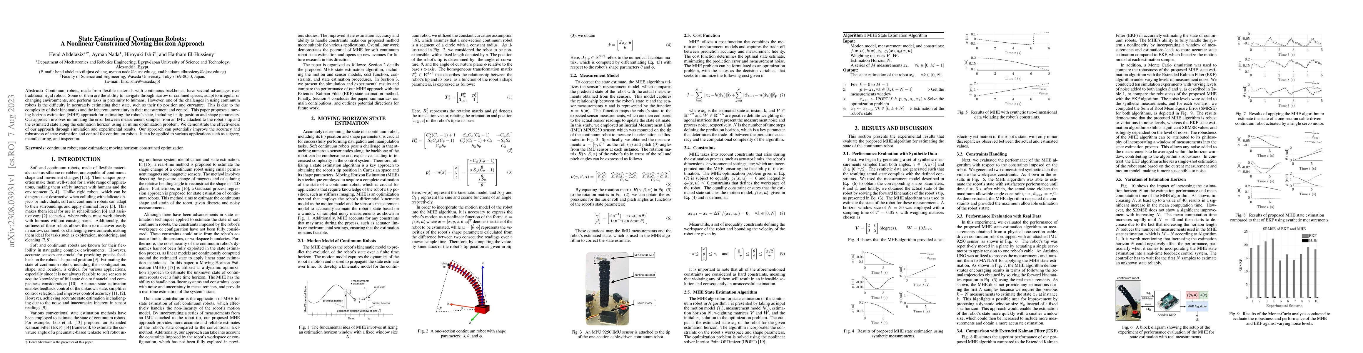 Thumbnail for State Estimation of Continuum Robots: A Nonlinear Constrained Moving
  Horizon Approach