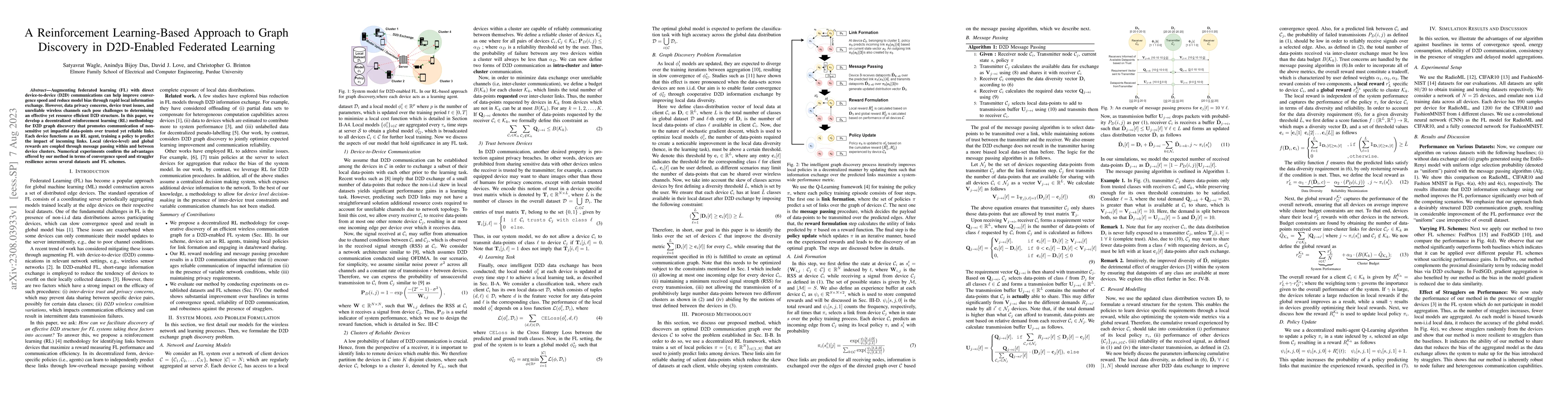 Thumbnail for A Reinforcement Learning-Based Approach to Graph Discovery in
  D2D-Enabled Federated Learning