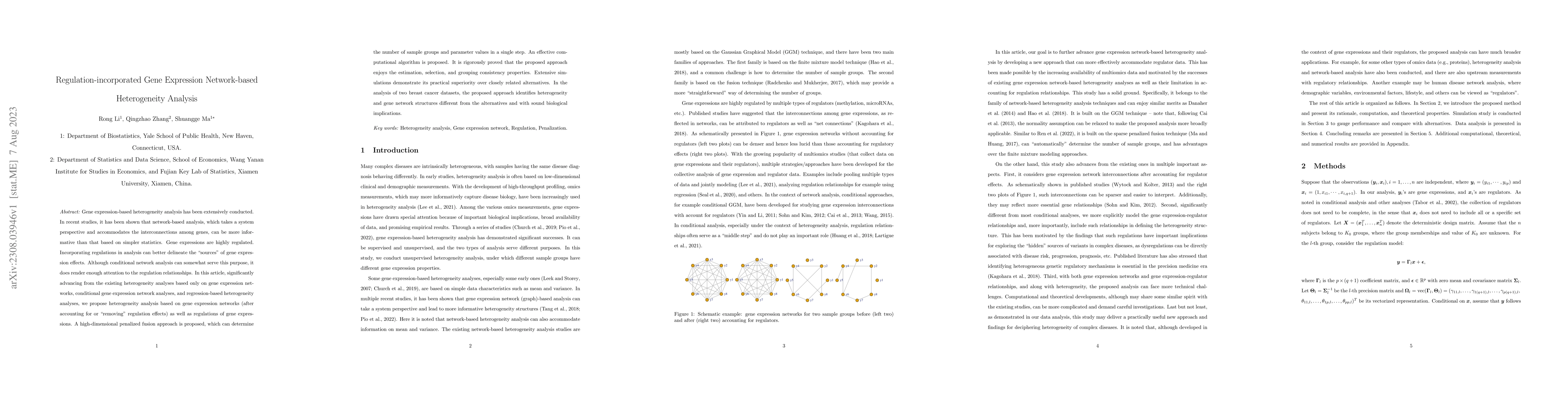 Thumbnail for Regulation-incorporated Gene Expression Network-based Heterogeneity
  Analysis